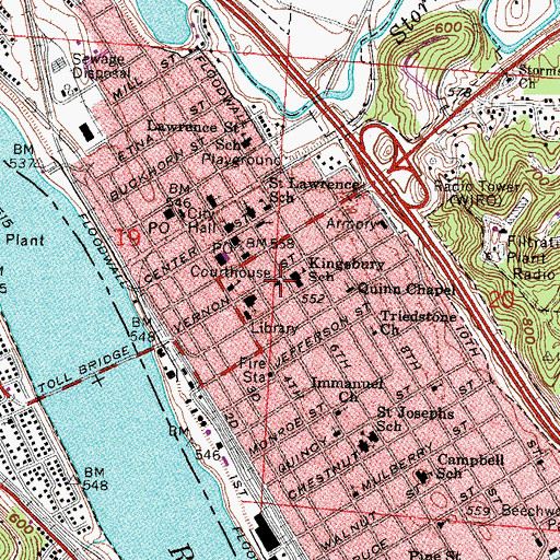 Topographic Map of First Congregational Church (historical), OH