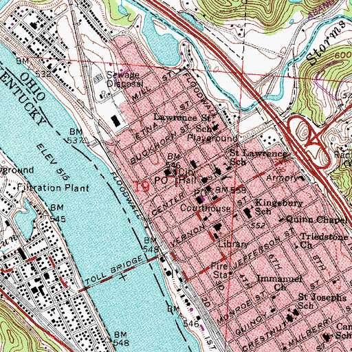 Topographic Map of Memorial Hall, OH