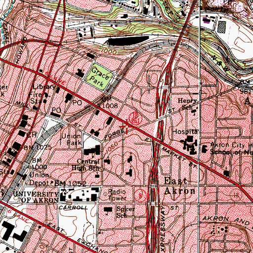 Topographic Map of Ballet Center, OH