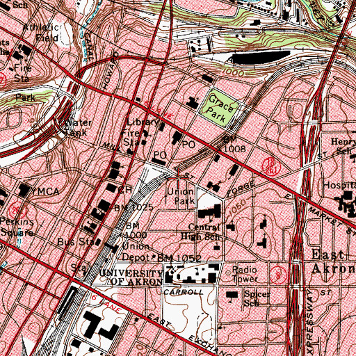 Topographic Map of Bel-Aire Building, OH