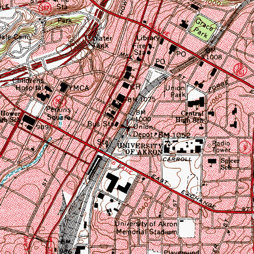 Topographic Map of Buckingham Center for Continuing Education, OH