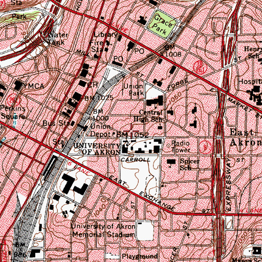 Topographic Map of Bulger Residence Hall, OH