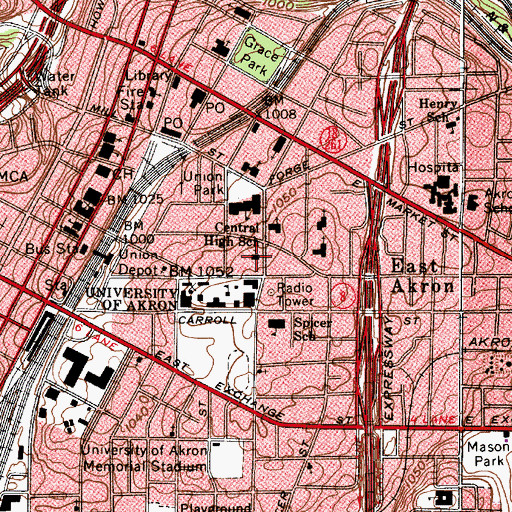 Topographic Map of East Hall, OH