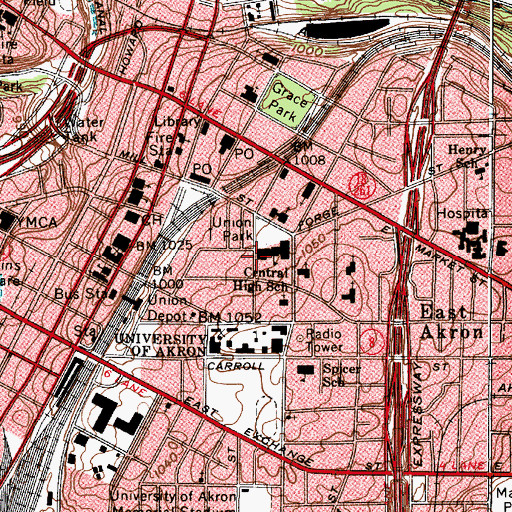 Topographic Map of Forge Building, OH