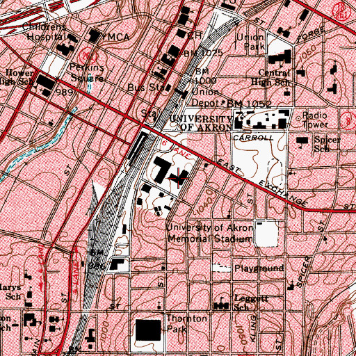 Topographic Map of Gallucci Residence Hall, OH