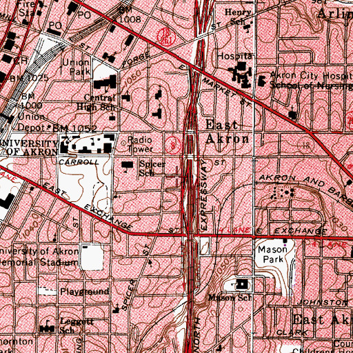 Topographic Map of Glenville Residence Hall, OH