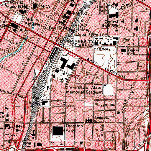 Topographic Map of Grant Residence Center, OH