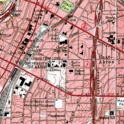Topographic Map of Leigh Hall, OH