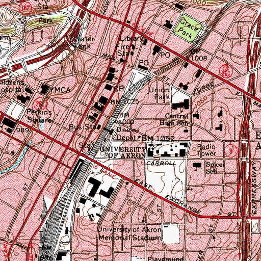 Topographic Map of McDowell Law Center, OH