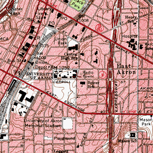 Topographic Map of Memorial Hall, OH