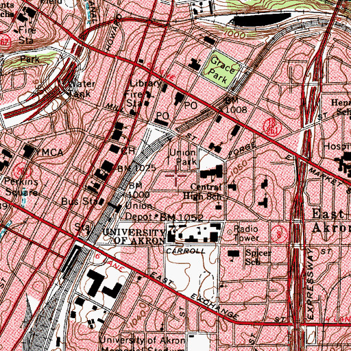 Topographic Map of North Hall, OH