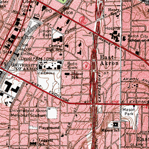 Topographic Map of Ocasek Natatorium, OH