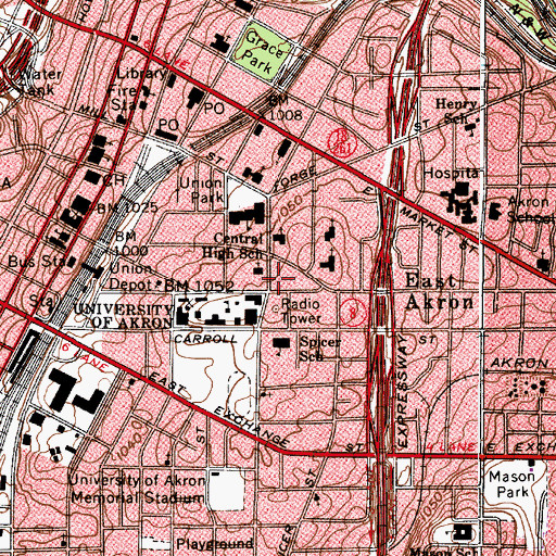 Topographic Map of Olin Hall, OH