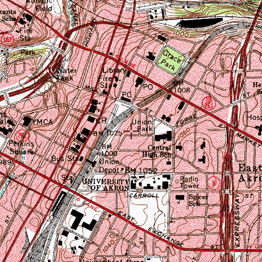 Topographic Map of Olson Research Center, OH