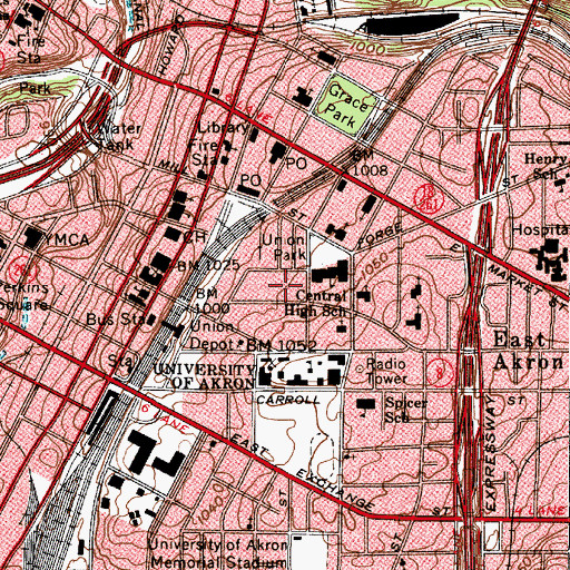 Topographic Map of Orr Residence Hall, OH