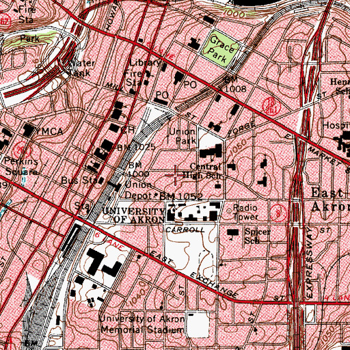Topographic Map of Robertson Dining Hall, OH