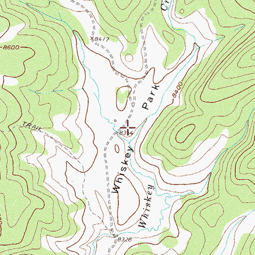 Topographic Map of Whiskey Park, CO