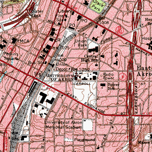 Topographic Map of Simmons Hall (historical), OH