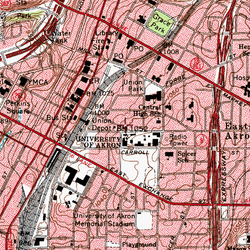 Topographic Map of Spanton Residence Hall, OH