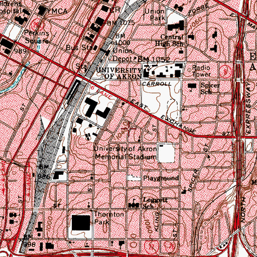 Topographic Map of Sumner Residence Hall, OH