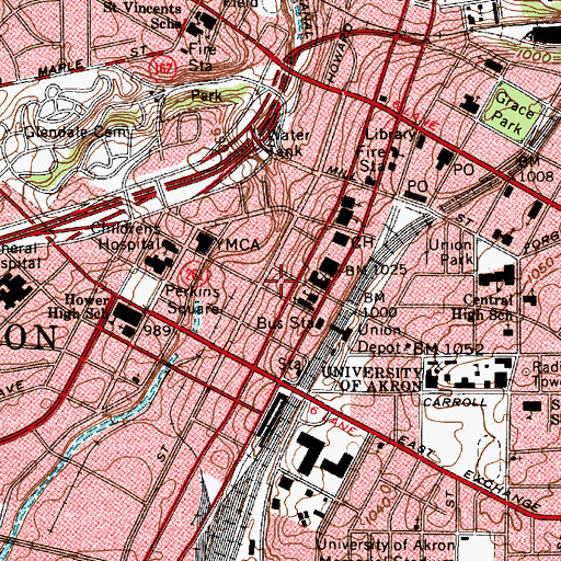 Topographic Map of The Polsky Building, OH