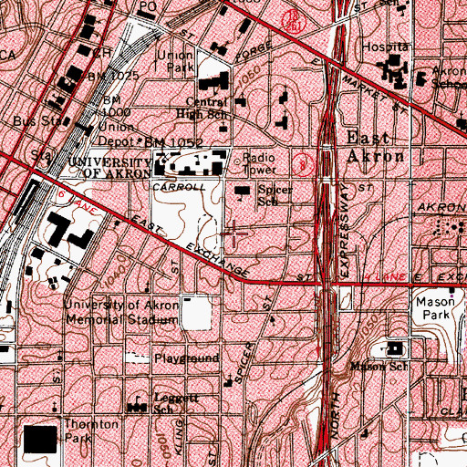 Topographic Map of Wallaby Residence Hall, OH