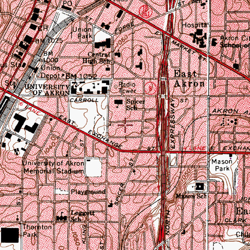 Topographic Map of Wallaroo Residence Hall, OH