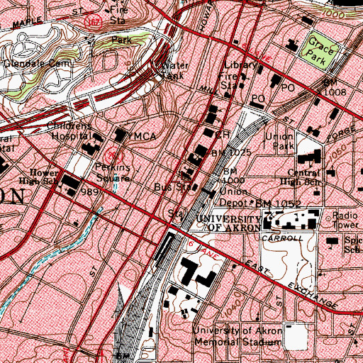 Topographic Map of West Campus Parking Deck, OH