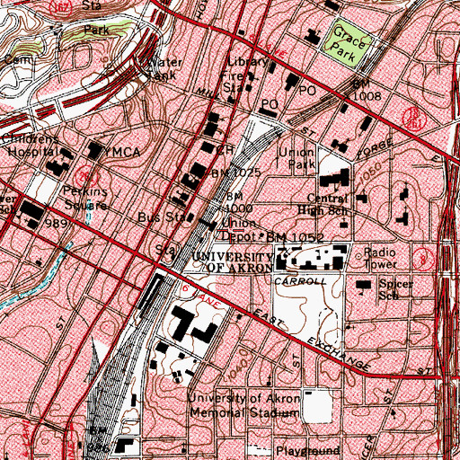 Topographic Map of West Hall, OH