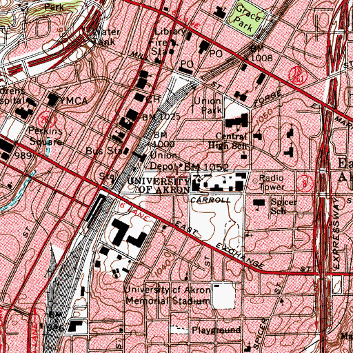 Topographic Map of Whitby Hall, OH