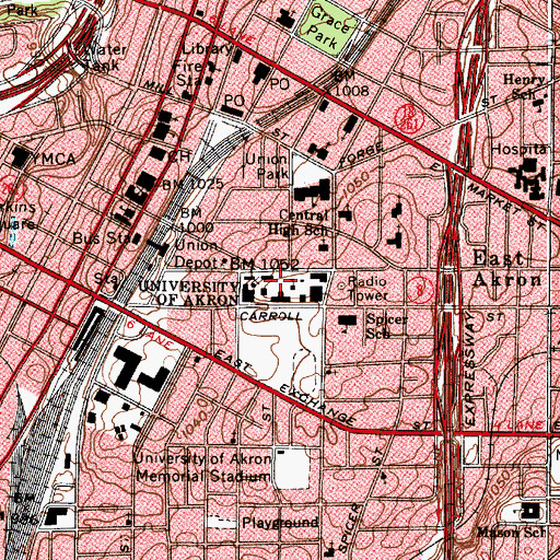 Topographic Map of Zook Hall, OH