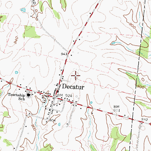 Topographic Map of Decatur Cemetery, OH