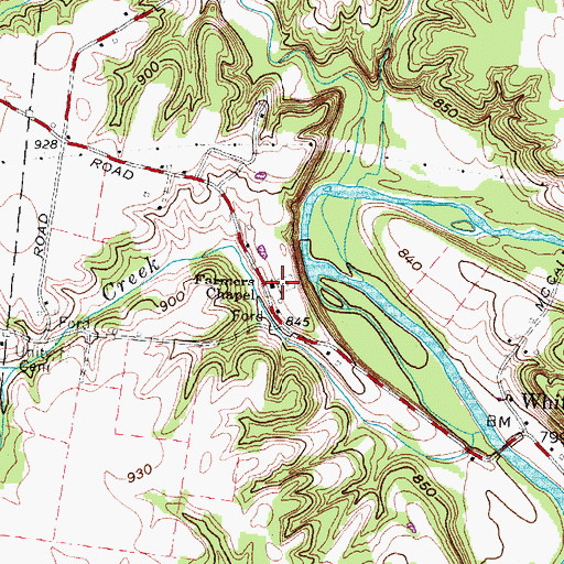 Topographic Map of Farmers Chapel Cemetery, OH