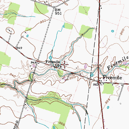 Topographic Map of Five Mile Cemetery, OH