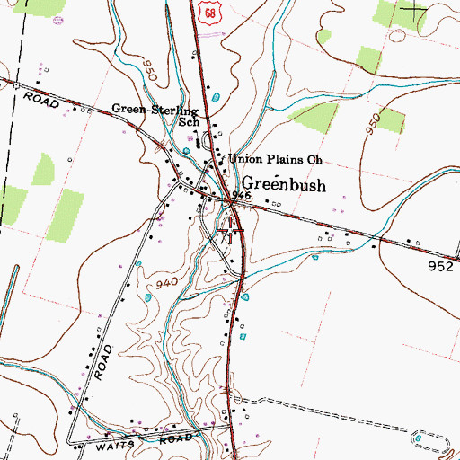 Topographic Map of Greenbush Cemetery, OH