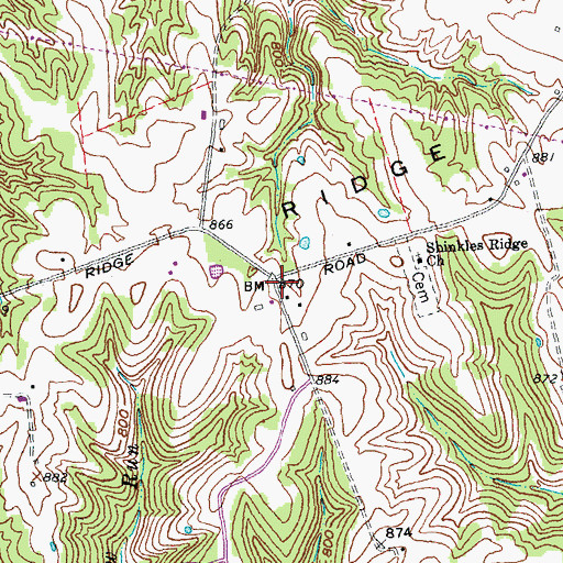 Topographic Map of Hard Scrabble Cemetery, OH