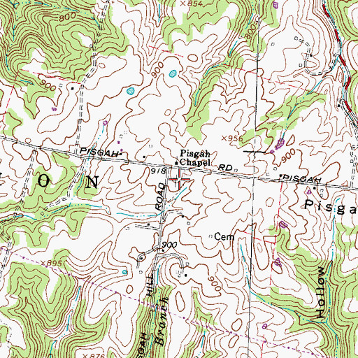 Topographic Map of Pisgah Ridge Cemetery, OH
