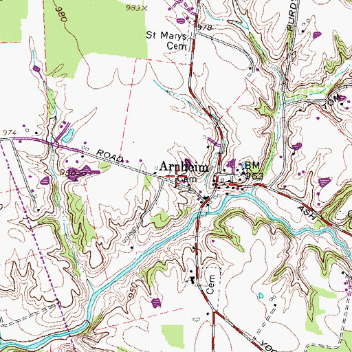 Topographic Map of Presbyterian Cemetery, OH
