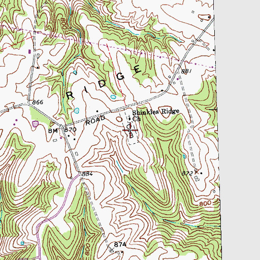Topographic Map of Shinkle Ridge Cemetery, OH