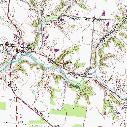 Topographic Map of Straight Creek Baptist Cemetery, OH