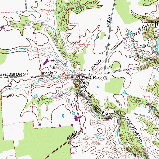 Topographic Map of West Fork Cemetery, OH