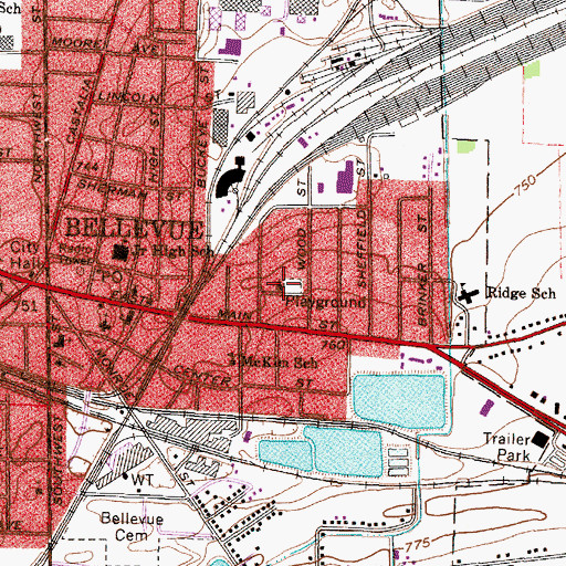 Topographic Map of Church of the Nazarene, OH