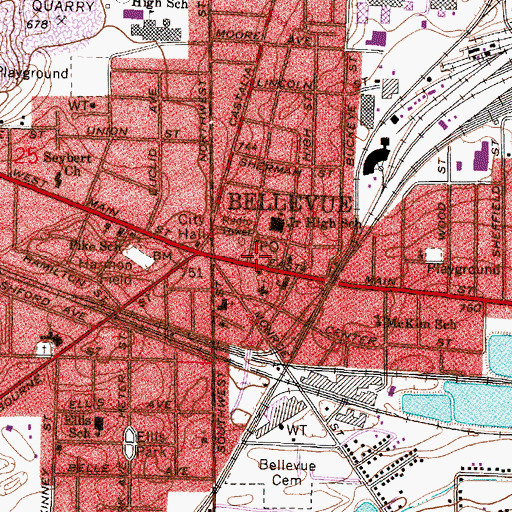 Topographic Map of First Methodist Episcopal Church (historical), OH