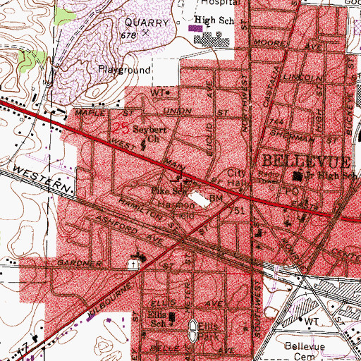 Topographic Map of First Church of Christ Scientist, OH