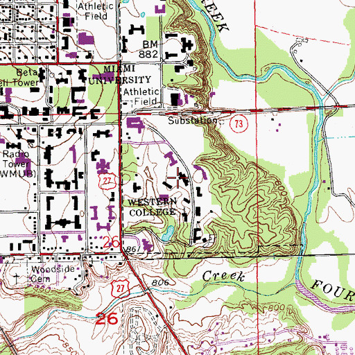 Topographic Map of Alexander Dining Hall, OH