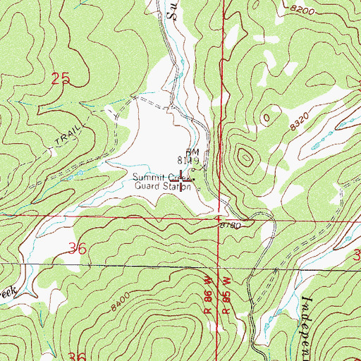 Topographic Map of Summit Creek Guard Station, CO
