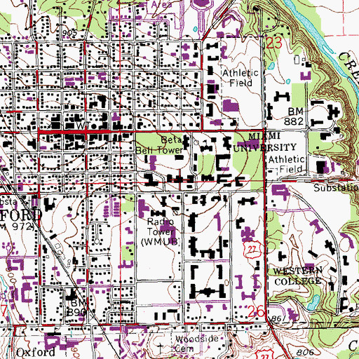 Topographic Map of Alumni Hall, OH