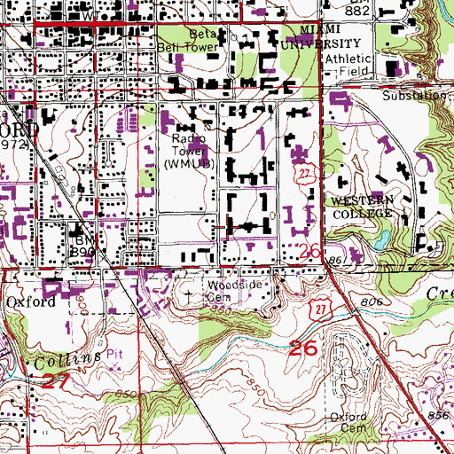 Topographic Map of Anderson Hall, OH