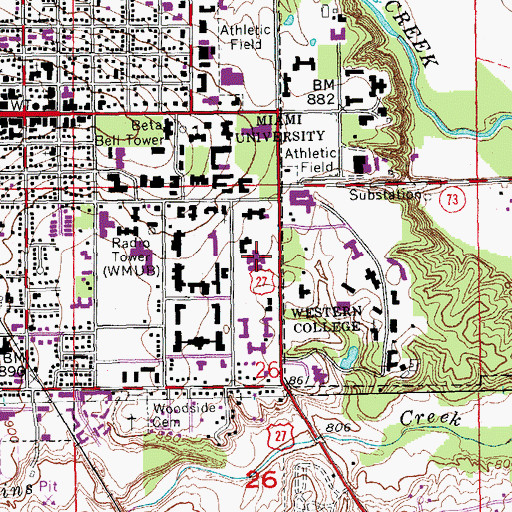 Topographic Map of Center for the Performing Arts, OH