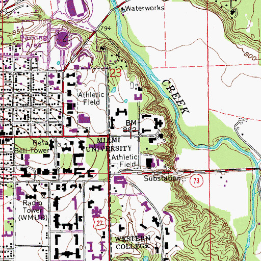 Topographic Map of Dorsey Hall, OH